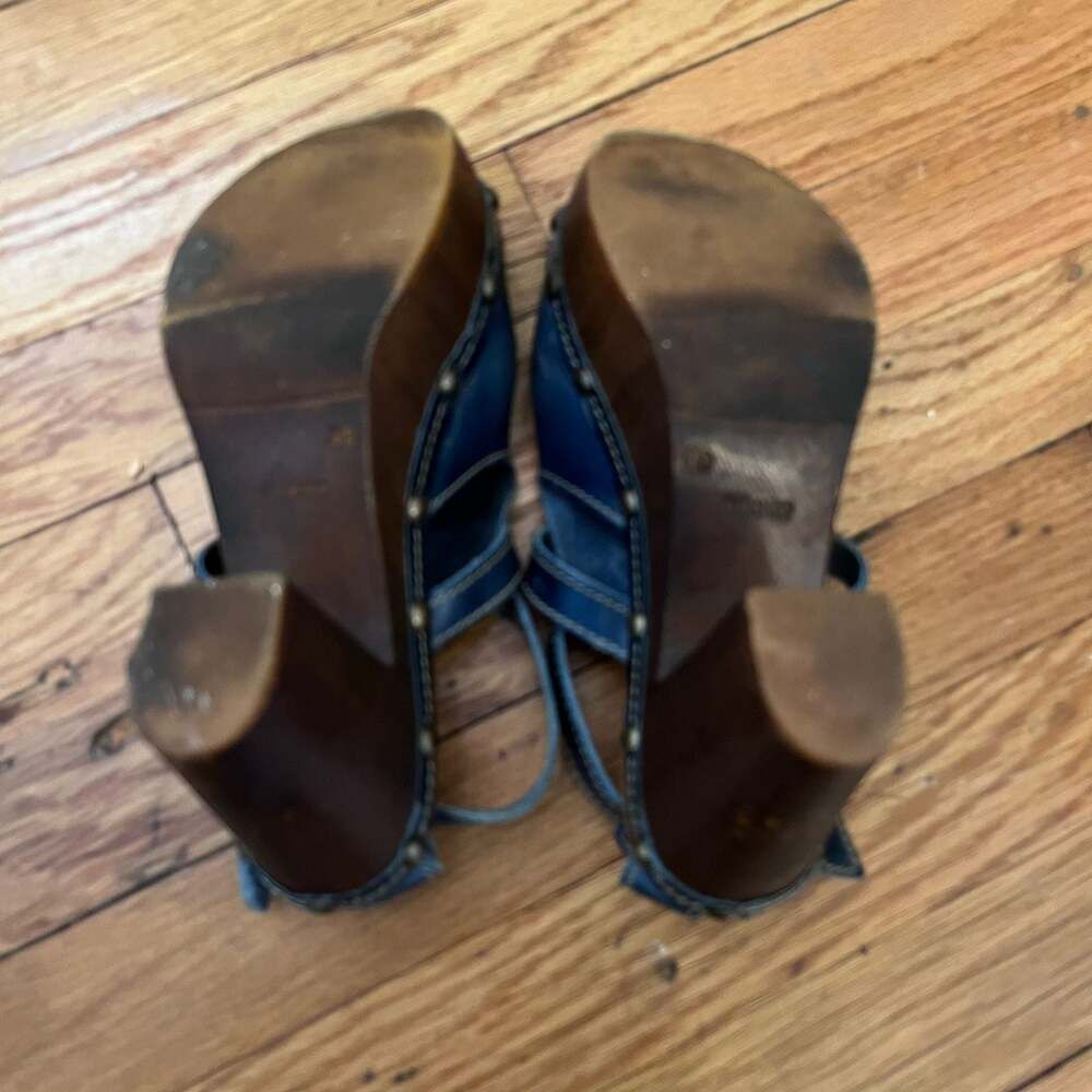 Sbicca Vintage Collection Unison Navy Leather Platform Clog Sandals Size 7 Boho - Picture 10 of 10